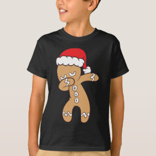 Camiseta Gingerpão com Santa Hat Cute Dabbing Gingerbrea
