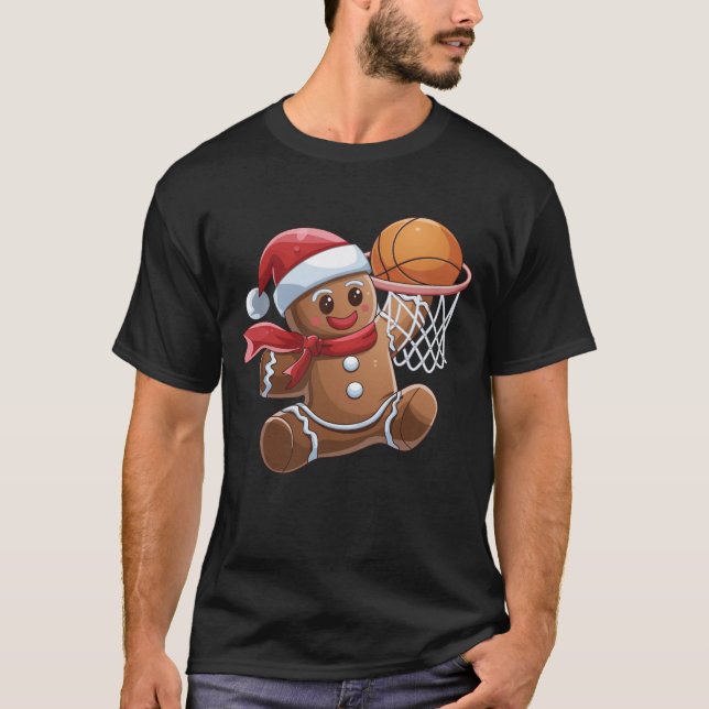 Camiseta Gingerpão Dunk Jogando Basquete Natal (Frente)
