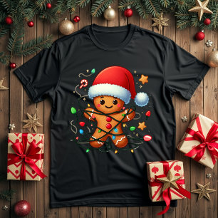 Camiseta gingerpão homem natal chapéu santa