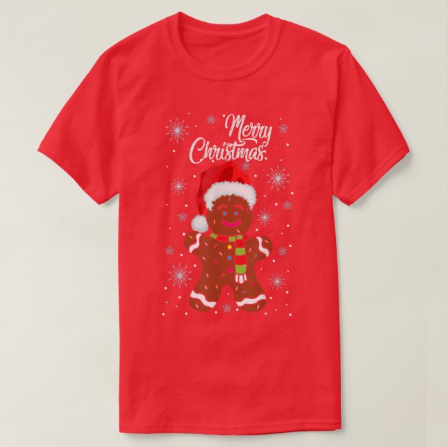 Camiseta Gingerpão Visto Santa Hat Figurino de Natal Cooki (Frente do Design)