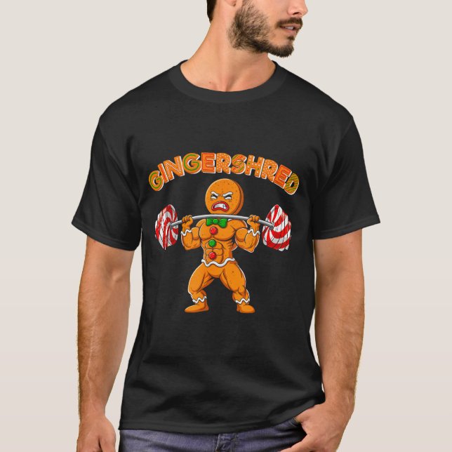 Camiseta Gingershred Christmas Gingerbread Man Gym Bodybuil (Frente)