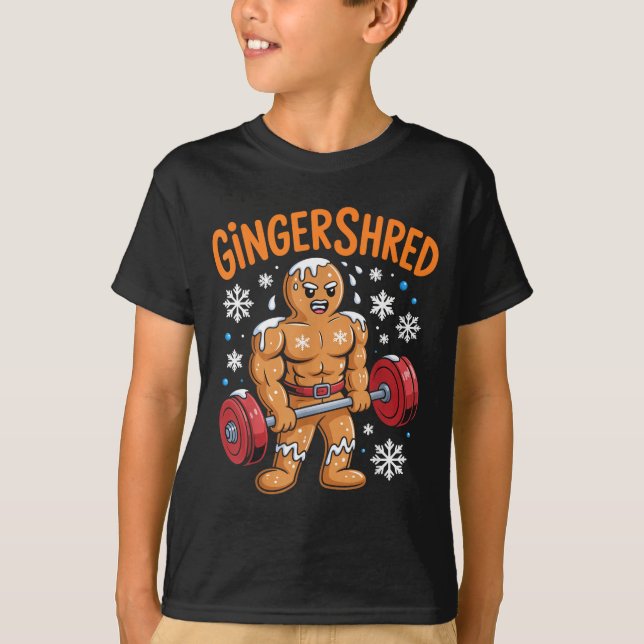 Camiseta Gingershred Christmas Gym Workout Funny Gingerbrea (Frente)