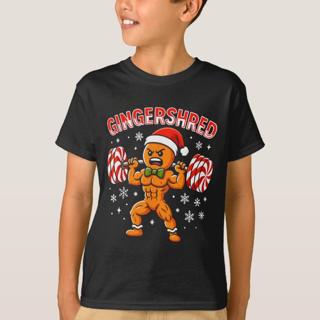 Camiseta Gingershred Funny Gingerbread Man Gym Bodybuilding (Frente)