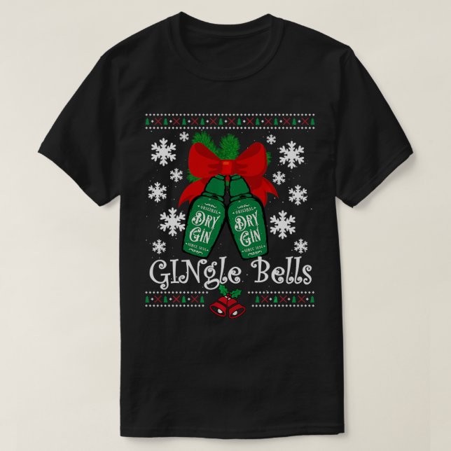 Camiseta GINgle Bells Gin Mistletoe Xmas (Frente do Design)