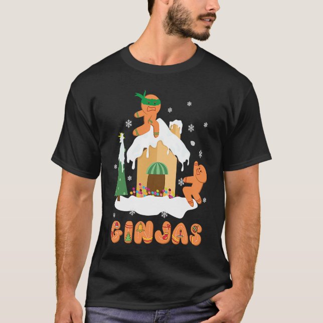 Camiseta Ginja Ninja Christmas  Ginjas Gingerbread Ninjas F (Frente)