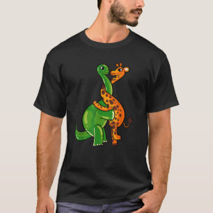 Camiseta Girafa Abraçando Dinossauro Presente Para Mulheres