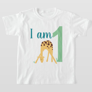 Camiseta Girafa Amarela Mínima primeiro aniversario Moderna