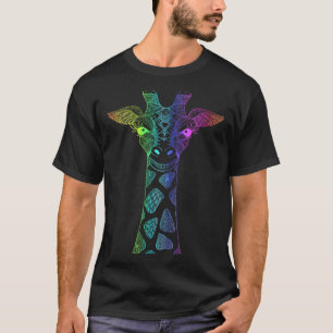 Camiseta Girafa Arco-íris Mandala Flor de Lótus Yoga Medita
