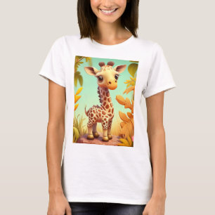 Camiseta Girafa Bebê Fofo Cartoon Tropical-37560