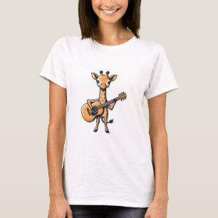 Camiseta Girafa Bonita Tocando Violão Girafas Músico Musi