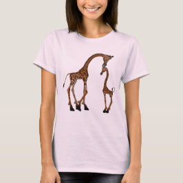 Camiseta Girafa bonito da mamã & do bebê