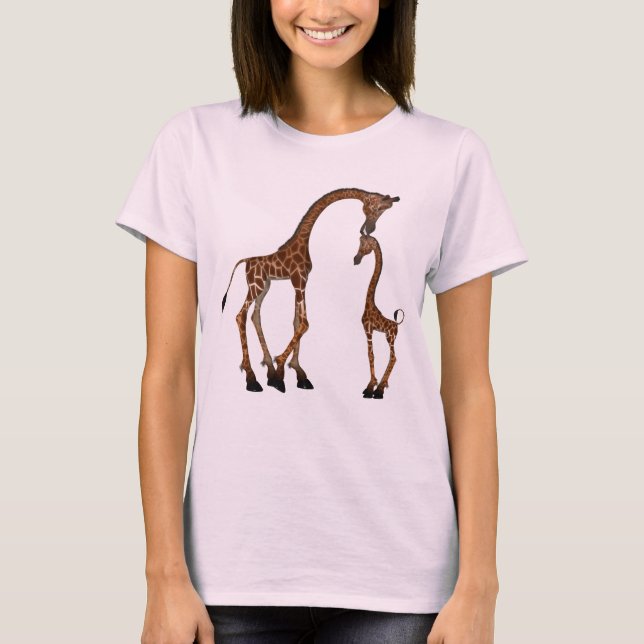 Camiseta Girafa bonito da mamã & do bebê (Frente)