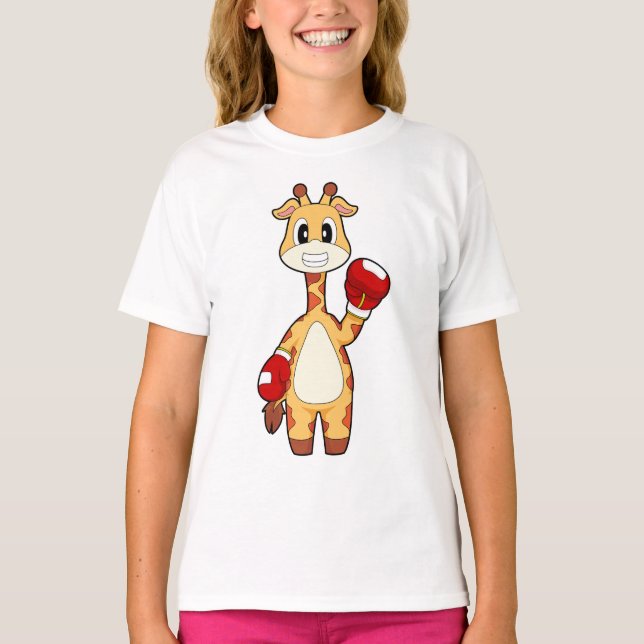 Camiseta Girafa Boxeador Luvas de boxe Boxe (Frente)