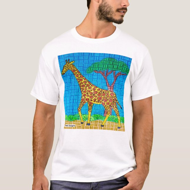 Camiseta Girafa (branca) - Camisa-luz masculina (Frente)