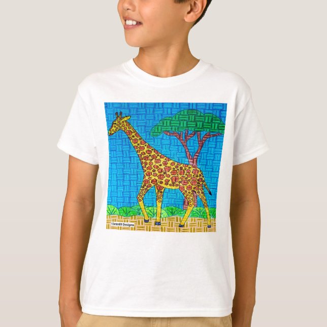 Camiseta Girafa (branca) - Camisa-T básica para garotos (Frente)
