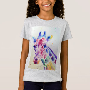 Camiseta Girafa cinza de Aquarela Quimológica Raparigas T