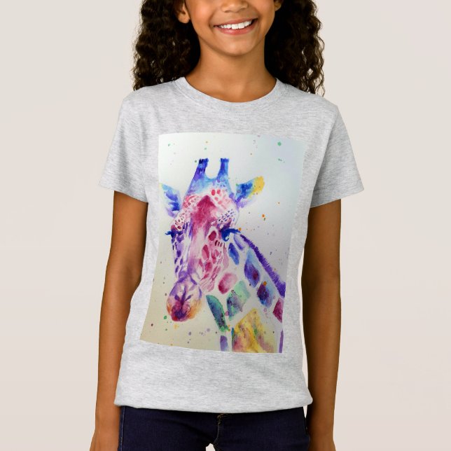 Camiseta Girafa cinza de Aquarela Quimológica Raparigas T C (Frente)