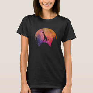 Camiseta Girafa Com Céu Colorido Para Girafa Cuta Animal