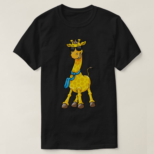 Camiseta Girafa com Óculos de Sol e Cachecol (Frente do Design)