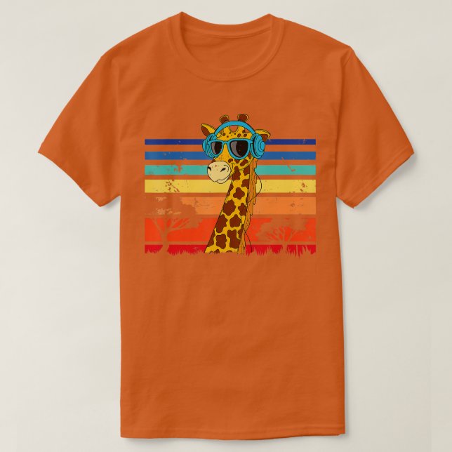 Camiseta Girafa com óculos de sol Giraffe Lover Zoo Animal  (Frente do Design)