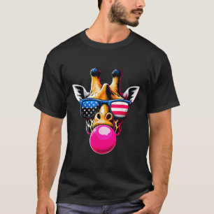 Camiseta Girafa com Óculos EUA e Bubblegum 4 de julho