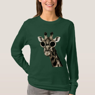 Camiseta Girafa com os óculos de proteção dos óculos de