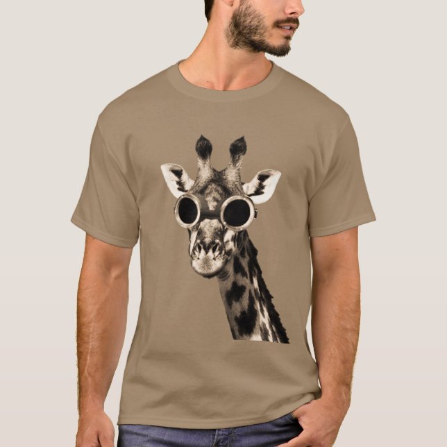 Camiseta Girafa com os óculos de proteção dos óculos de sol (Frente)