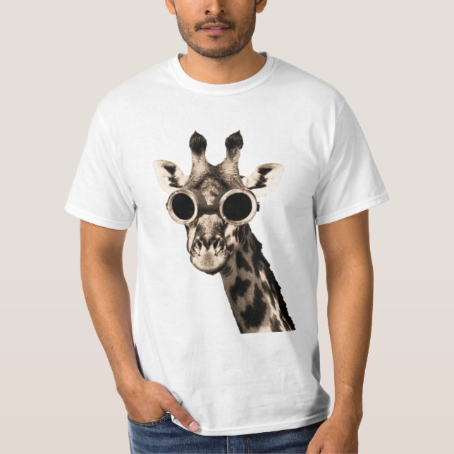 Camiseta Girafa com os óculos de proteção dos óculos de sol (Frente)