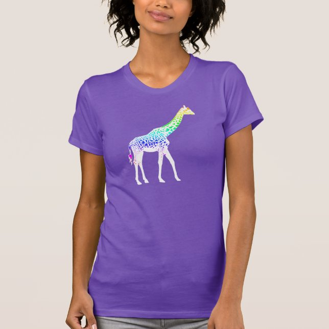 Camiseta Girafa com pontos do arco-íris (Frente)