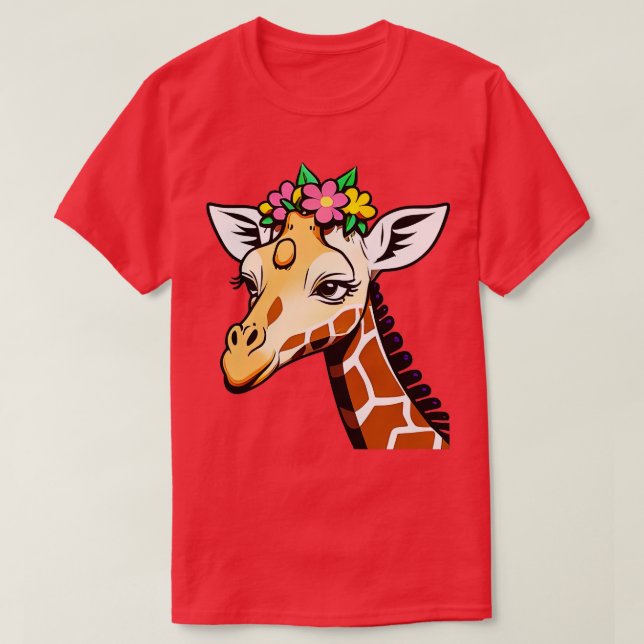Camiseta Girafa com um desenho bonitinho da coroa (Frente do Design)