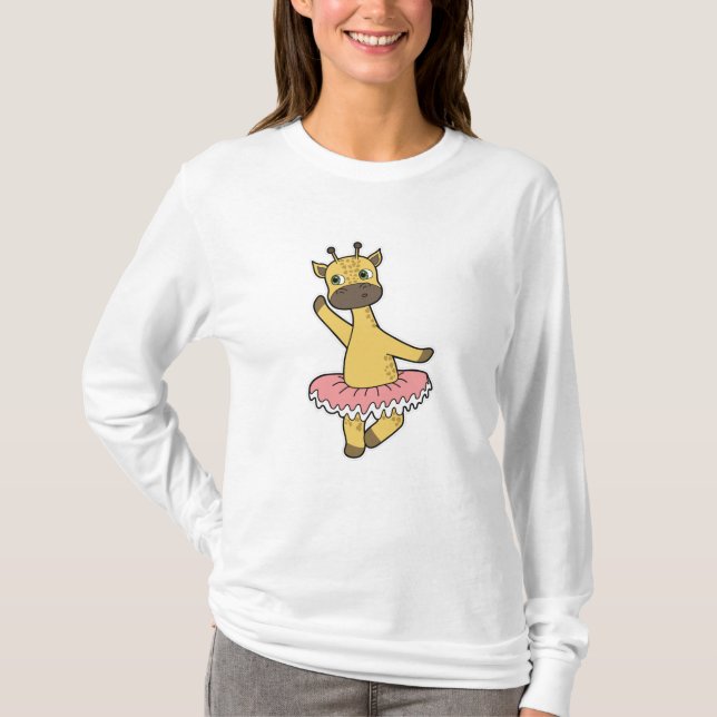 Camiseta Girafa como Ballerina em Balé com saia (Frente)