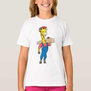 Camiseta Girafa como carpinteiro com madeira