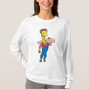 Camiseta Girafa como carpinteiro com madeira