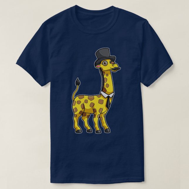 Camiseta Girafa como cavalheiro com chapéu e bigode (Frente do Design)
