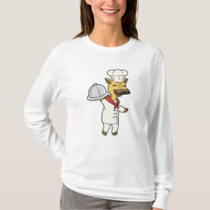 Camiseta Girafa como cozinheiro com placa de Cozinhar e púl