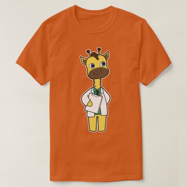 Camiseta Girafa como Doutor com Notepad (Frente do Design)