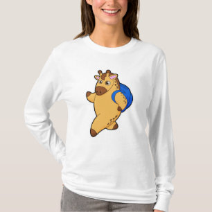 Camiseta Girafa como estudante com mochila