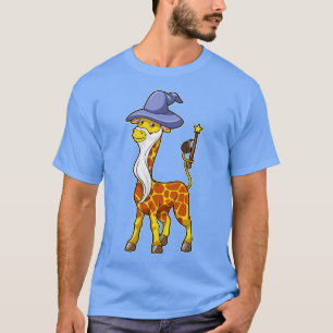 Camiseta Girafa Como Feiticeira Com Mágico Chapéu De Mão