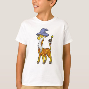 Camiseta Girafa como Feiticeiro com Wand & Hat mágico