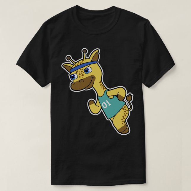 Camiseta Girafa como Jogger em Corrida com Cabeça (Frente do Design)