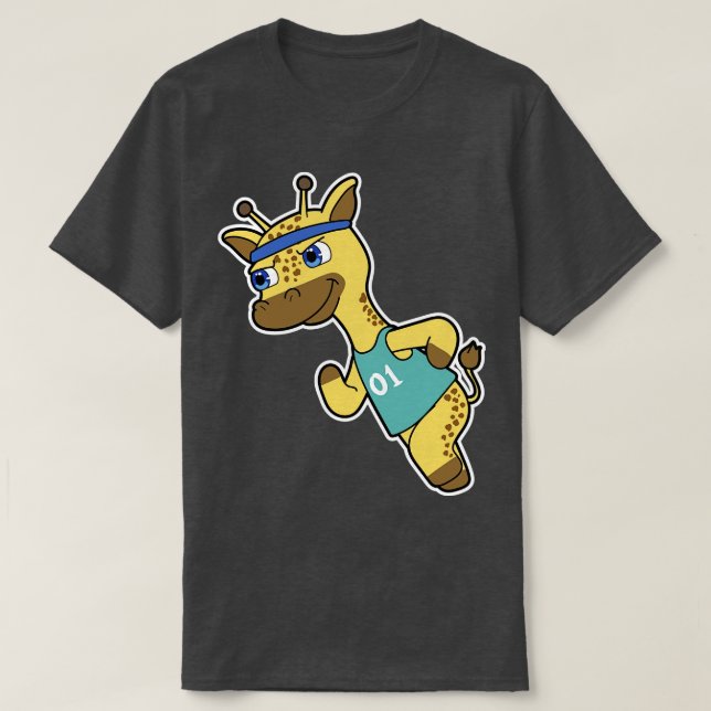 Camiseta Girafa como Jogger em Corrida com Cabeça (Frente do Design)