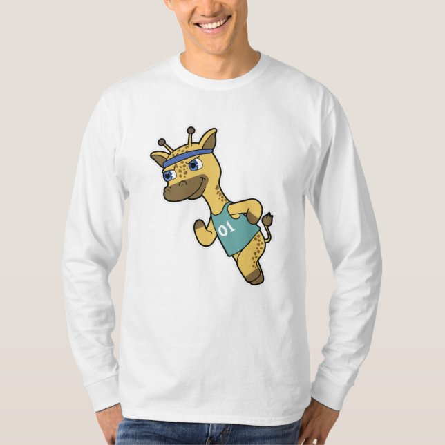 Camiseta Girafa como Jogger no Runger com Headband (Frente)