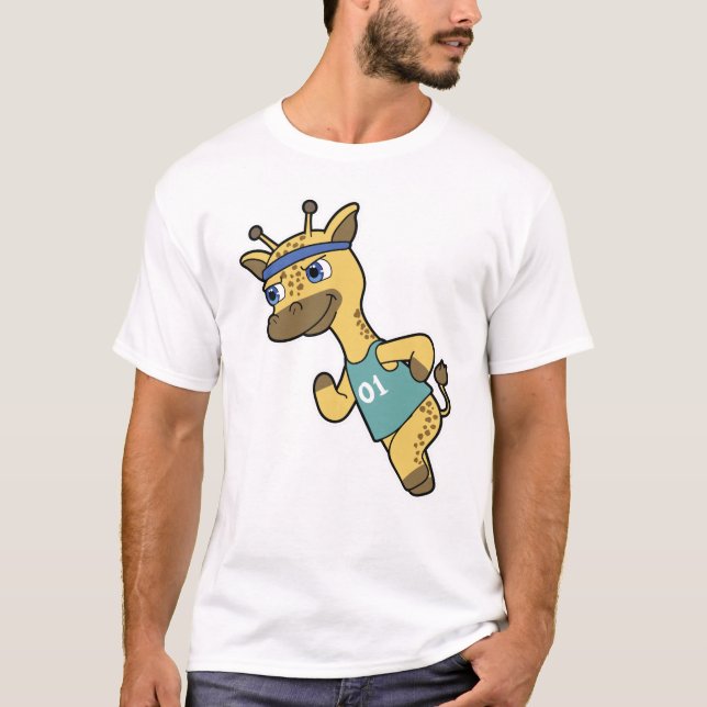 Camiseta Girafa como Jogger no Runger com Headband (Frente)