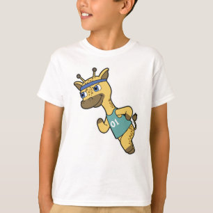 Camiseta Girafa como Jogger no Runger com Headband
