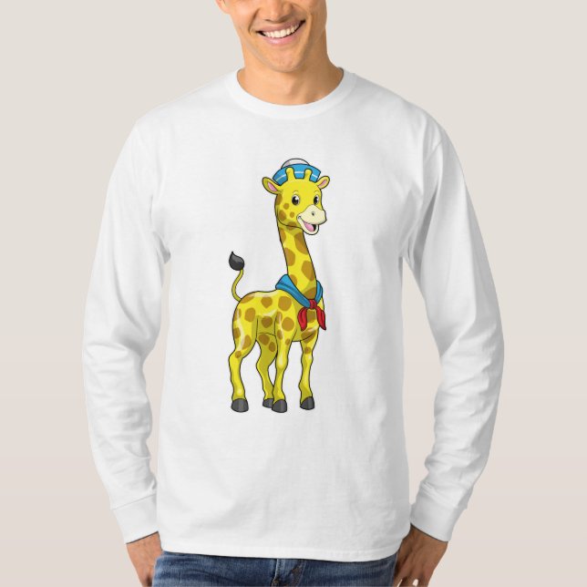 Camiseta Girafa como marinheiro com chapéu marinheiro (Frente)