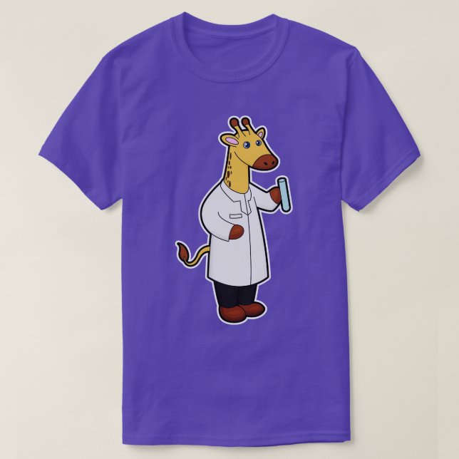 Camiseta Girafa como Médica com Tubo de Ensaio (Frente do Design)