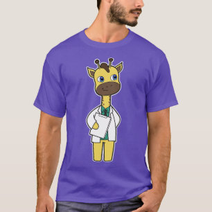 Camiseta Girafa como Médico com Bloco de Notas
