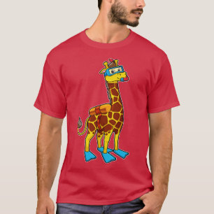 Camiseta Girafa como mergulhador com nadadores