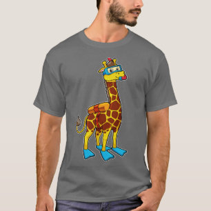 Camiseta Girafa como Mergulhador com Óculos de Natação Barb