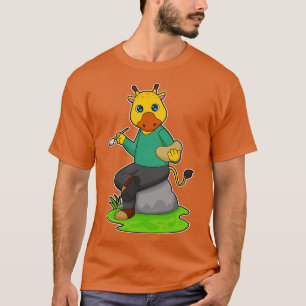 Camiseta Girafa Como Pintor Com Pincel De Tinta